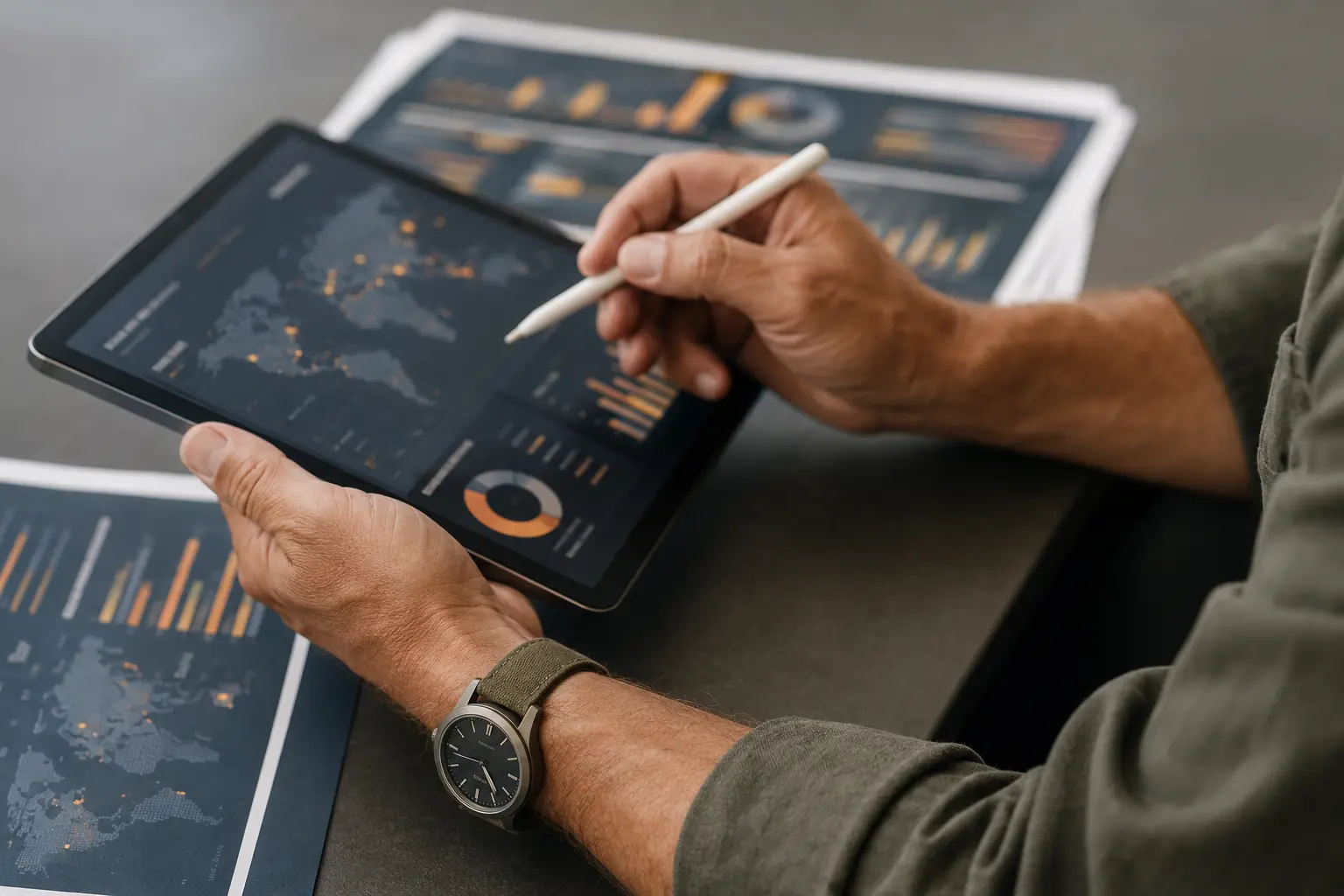 Analyst reviewing predictive risk intelligence dashboard