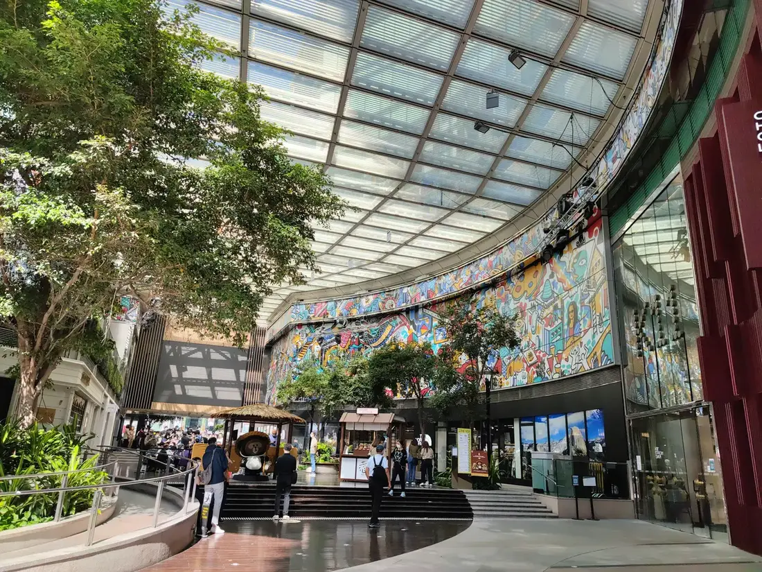 Modern shopping mall entrance